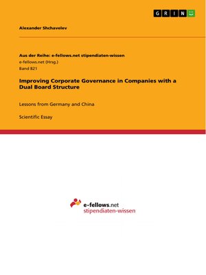 cover image of Improving Corporate Governance in Companies with a Dual Board Structure